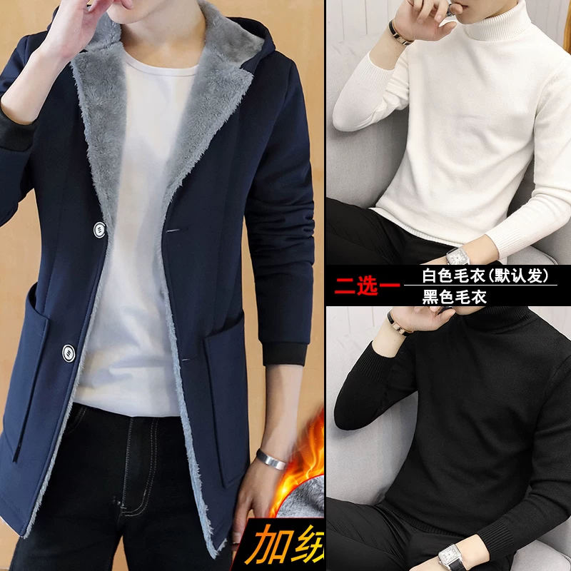 Warm spring down jacket, autumn trench coat, mid length
