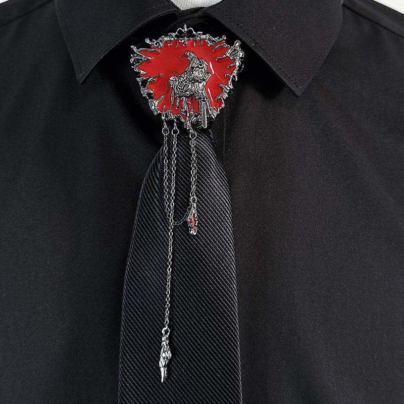 Black and Red Contrast Tie with Metal Crow Zipper, No Need to Tie, Niche Design, Cosplay Shirt Accessory, Bow Tie Black and Red Contrast Tie with Metal Crow Zipper, No Need to Tie, Niche Design, Cosplay Shirt Accessory, Bow Tie