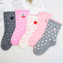 Daily single Cotton Girl socks in spring and autumn thin baby embroidered socks girl cute flowers sweet