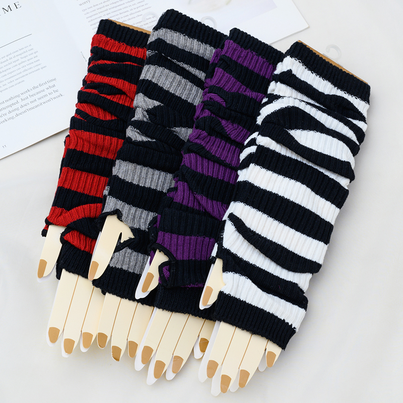 Day single tutu striped adolescent girl protection arm wool thread sleeves Arm Sleeve Warm Knit Thin pile Stack Sleeves Leg Sleeve-Taobao