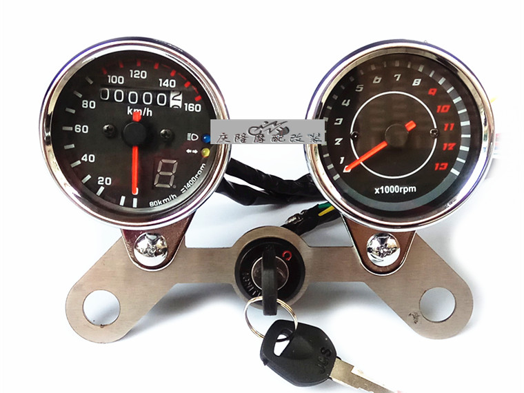 Xe máy CG125 kép cụ tổng chi phí Tian Xingzhujiang retro sửa đổi tốc độ bảng mã km bảng đèn LED dong ho dien tu xe wave