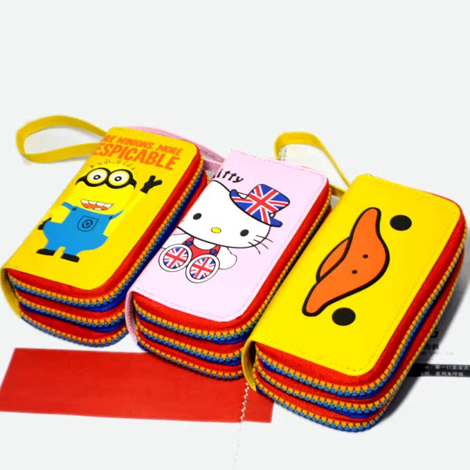 Rilakkuma cartoon cute student children three zipper mobile phone bag coin purse key bag