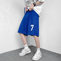 Summer waffle shorts mens loose straight high street plus size five-point pants