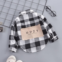 Boys shirt long-sleeved spring and autumn 2021 new baby autumn childrens sliver shirt Korean version of the tide clothing childrens clothing men