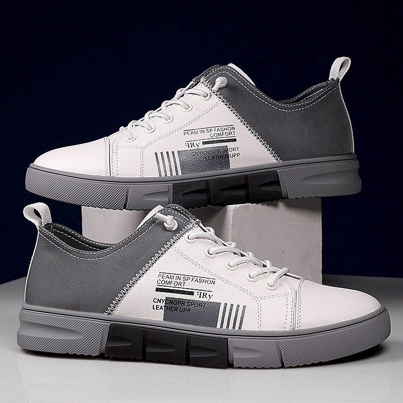 Tide brand small white shoes men's leather 2022 one pedal Korean version all-match casual shoes soft bottom does not wear feet low-top skateboard shoes