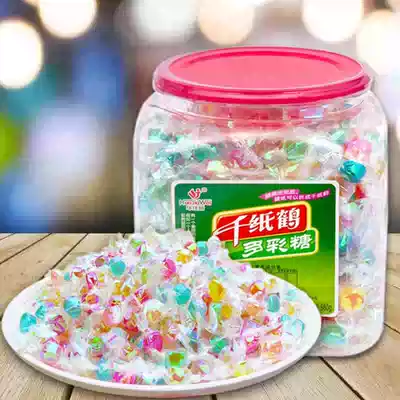 Thousand paper cranes colorful candy Huajiawei Christmas candy candy 560g barrel happy candy Post-80s nostalgic snacks