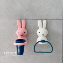 Children and babies thickened cup holder for washing and brushing teeth cartoon cute rabbit towel holder bathroom traceless and punch-free