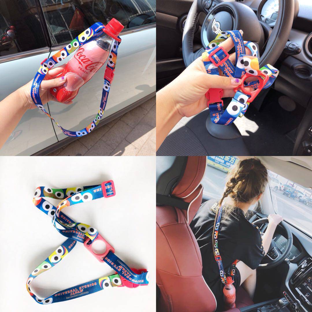 Japanese Sesame Street Drink Bottle Back Strap Portable Water Bottle Buckle Lanyard Mineral Water Belt Outing Kettle Strap