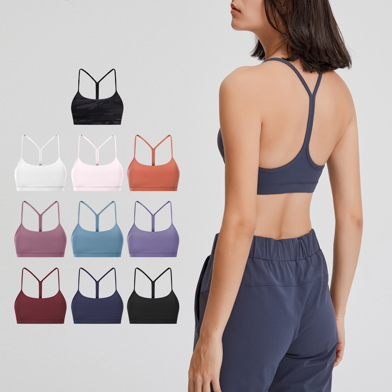 Slimmo Women's Sports Bra with Thin Straps, Push-Up, Shockproof, Quick-Drying Yoga Bra Camisole Y