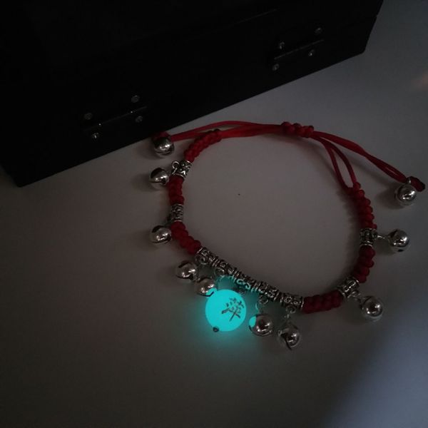 Phiên bản tiếng Hàn đơn giản bằng đá dạ quang đêm ngọc trai vòng chân vòng chân retro Sen dây đỏ đôi nam nữ tặng quà lắc chân nữ pnj