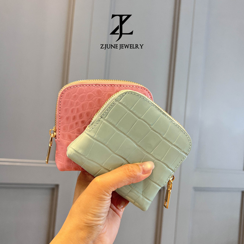 New Genuine Leather Crocodile Pattern Jewelry Storage Bag, Travel Portable High-End Zippered Jewelry Pouch, Multi-Layered for Storing Accessories