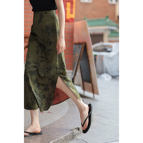 Летняя длинная юбка, китайский стиль, высокая талия