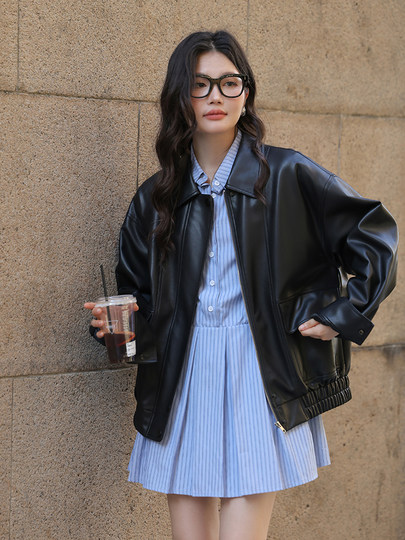 Chaqueta Miding de piel sintética negra para mujer en otoño, gama alta, muy bonita, diseño retro americano, chaqueta fresca y rústica