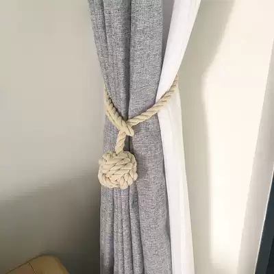 Hand-woven American pastoral cotton rope curtain strap hanging ball wild bedroom living room soft decoration curtain buckle
