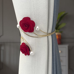 Modern Flower Alloy Pearl Curtain Buckle Punch-Free Curtain Storage Clip Bedroom Living Room Decorative Curtain Straps