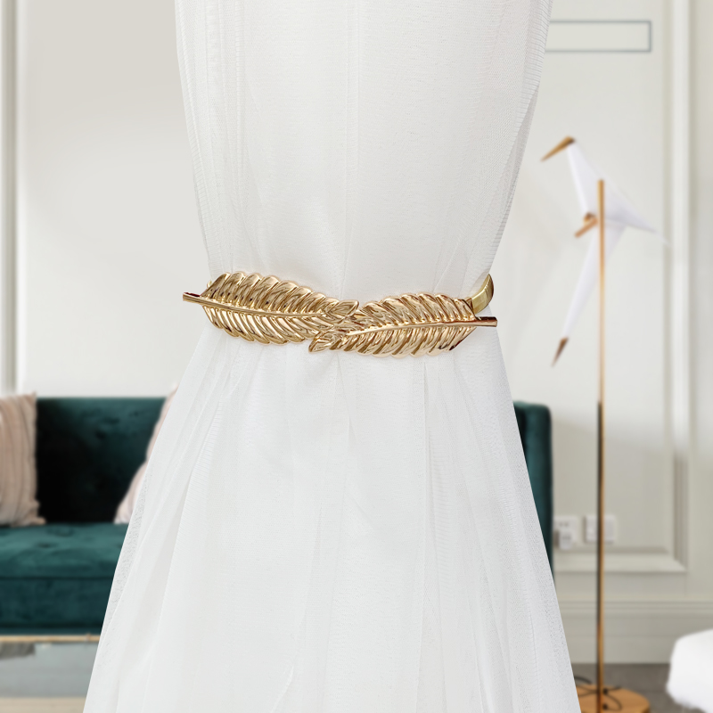 European style light luxury leaf curtain strap Non-pair living room bedroom home decoration Curtain buckle alloy