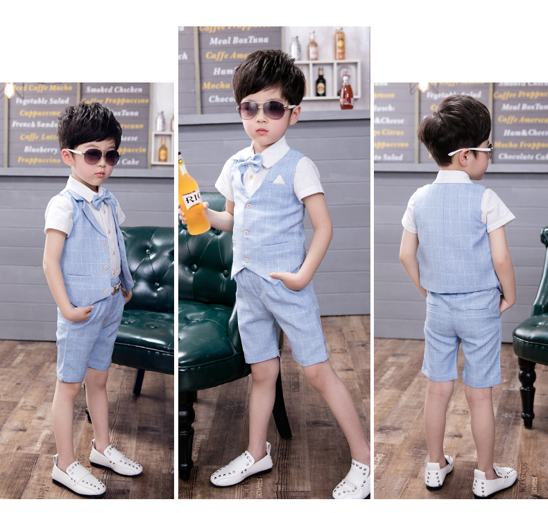 Trẻ em của Buổi Tối Ăn Mặc Mùa Hè Bộ Người Anh Swallowtail Flower Girl Phù Hợp Với Đám Cưới Đàn Piano Máy Chủ Hiệu Suất Trai quần áo be gái 10 tuổi