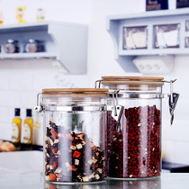 Steel ring storage tank kitchen sealed tank tea jar glass jar transparent glass bottle with lid storage tank food jar