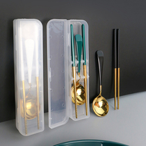 Round Head spoon Golden eating spoon deepened thickened soup spoon portable 304 stainless steel spoon chopsticks 2-piece set of cutlery box