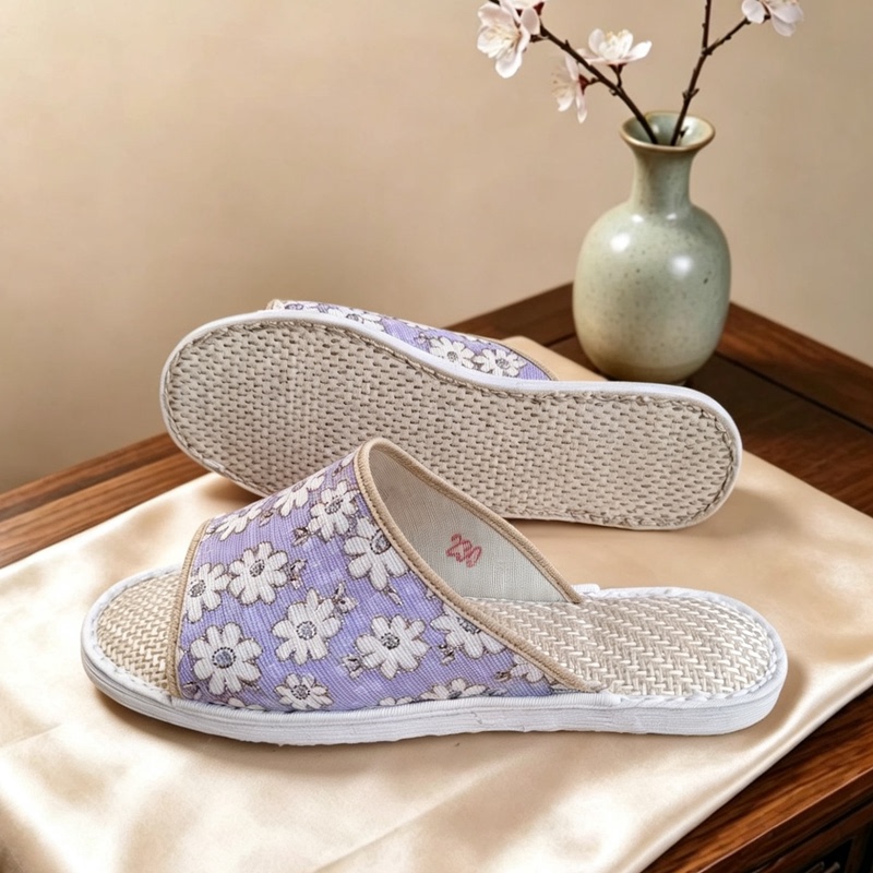 Old Beijing Breathable Cotton-Soled Home Couple Slippers, Summer Linen Insole, Handmade Comfortable Thousand-Layer Sole Slippers