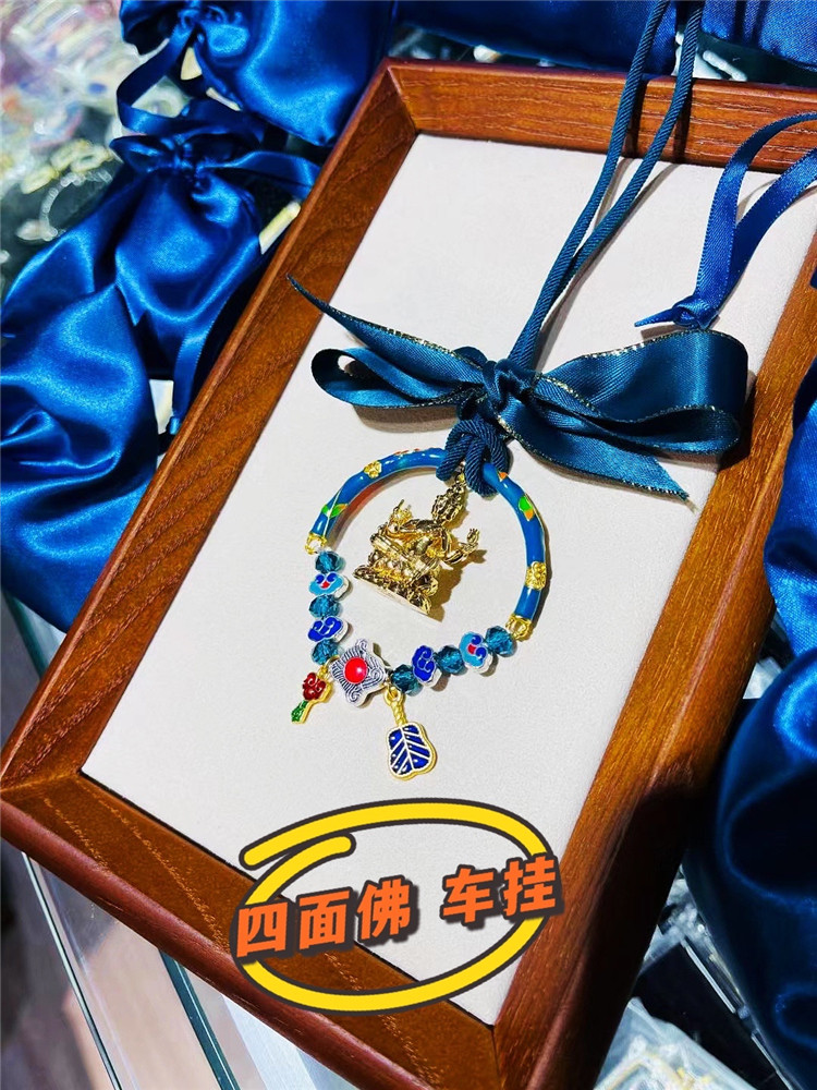 Thailand's Buddhist Jugor's four-sided Buddhist car pendant blue car pendant car swing