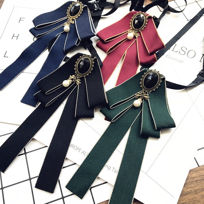 Bow Tie for Men and Women, Professional Ribbon, Solid Color Bow Tie, Business Women's Long Work Tie, British College Style Shirt Accessory