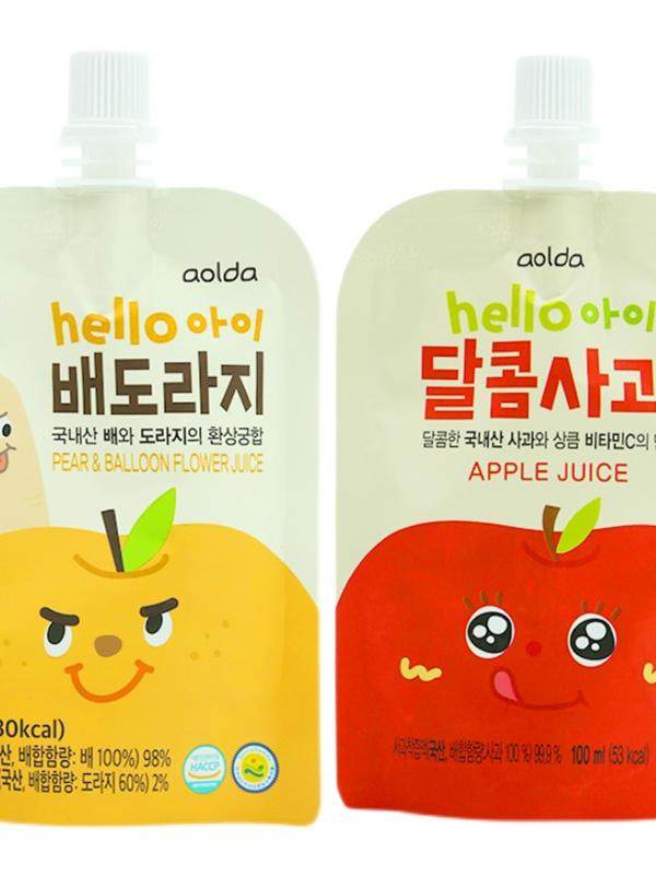 south korea imported fule zhenghello kids juice sweet apple juice pear platycodon grandiflorum juice flavor drink