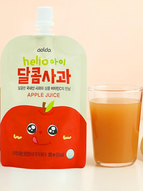 韩国进口福乐正哈喽小孩果汁甜味苹果汁梨子桔梗汁风味饮料100ml