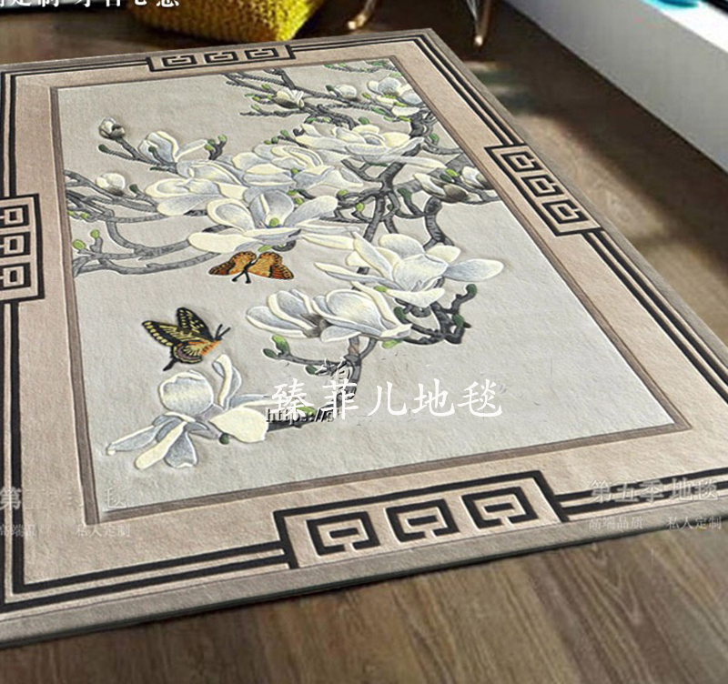 Modern Chinese-Style Pure Handmade Imported Wool Carpet for Living Room, Bedroom, Bedside, Hotel, Full Coverage Project, Villa, Conference Room