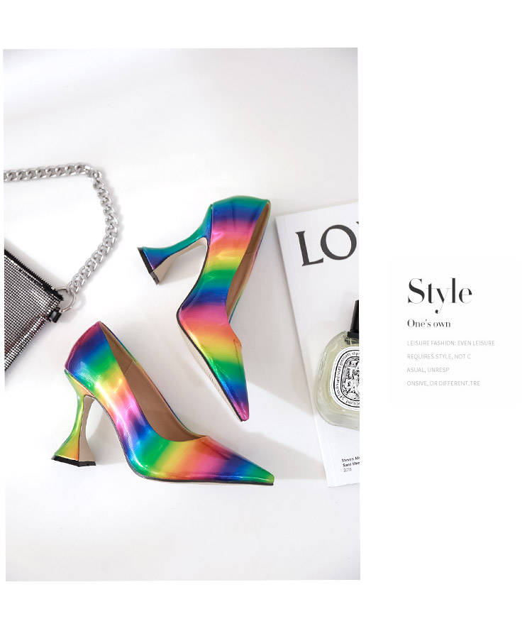 rainbow color Shallow mouth pointed toe high-heeled shoes NSGXL125456