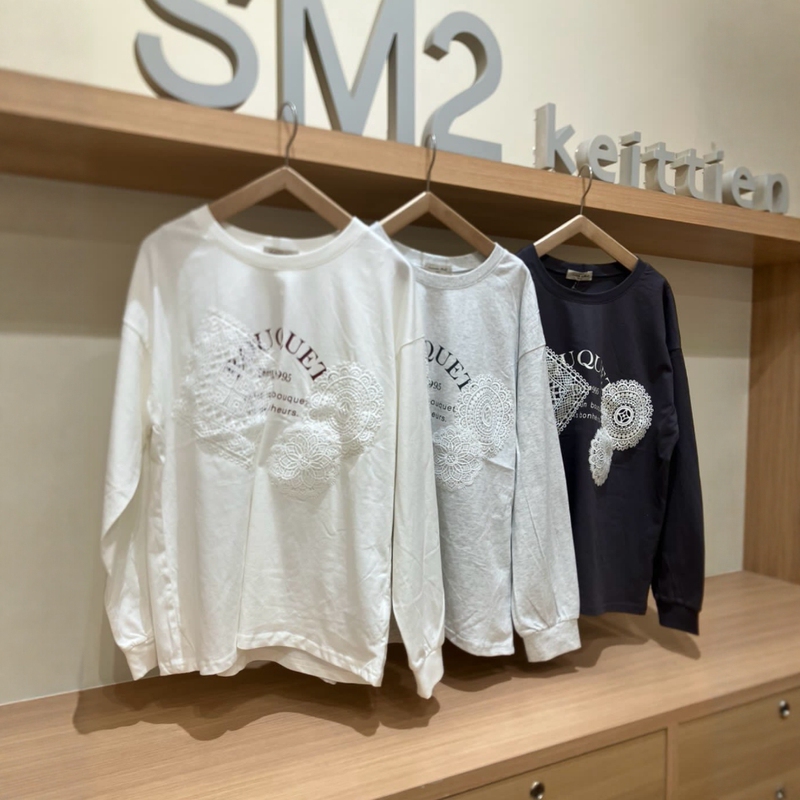 Autumn and Winter Japanese Style Sm2 Pure Cotton Color-Blocked Letter Print Different Pattern Lace Splicing Sweet Mori-Style Long-Sleeve T-Shirt Autumn and Winter Japanese Style Sm2 Pure Cotton Color-Blocked Letter Print Different Pattern Lace Splicing Sweet Mori-Style Long-Sleeve T-Shirt