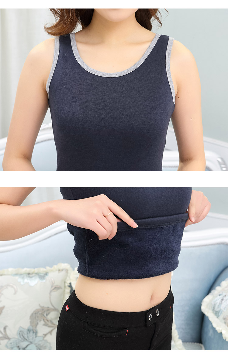 Ấm sling sinh viên vest nữ dày cộng với nhung đáy áo màu cơ thể rắn phù hợp với bên trong không tay áo mùa đông