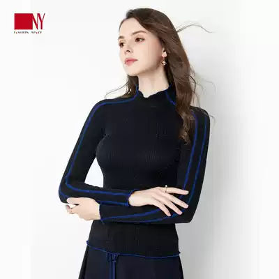 Nayi 2019 new modern dance suit women's T-shirt women's long-sleeved T-shirt dense edge top standard dance suit dance suit