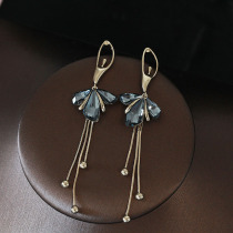 Fashion ballet girl earrings long stream 925 pure silver ear needle with personality high ear cranks large