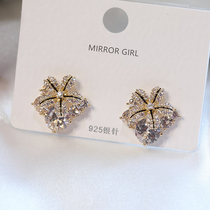 Earrings 2021 New Tide Super Flash flowers zircon Diamond simple hypoallergenic 925 sterling silver earring female