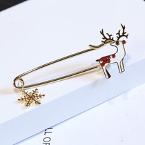 Snowflake deer pin jacket cardigan small brooch female cute Japanese creative accessories fixed clothes fresh and versatile