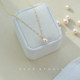 Single round strong light natural freshwater white pearl necklace pendant 14k gold/925 silver