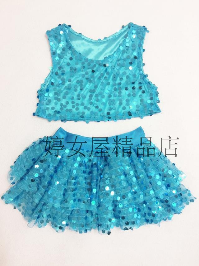 Trang phục trẻ em sequins vòng cổ stretch navel vest eo eo không tay cậu bé cô gái nhảy múa áo khoác