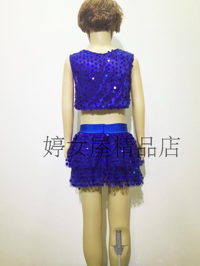 Trang phục trẻ em sequins vòng cổ stretch navel vest eo eo không tay cậu bé cô gái nhảy múa áo khoác