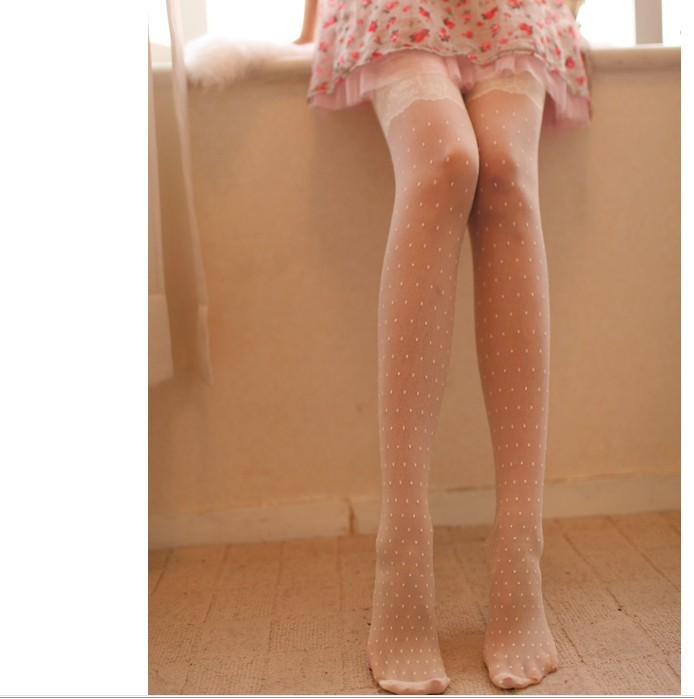 Siêu mỏng retro đùi ren quần trắng polka-dot ren vớ công chúa Nhật vớ vớ đen vớ chống móc tất nữ cổ ngắn