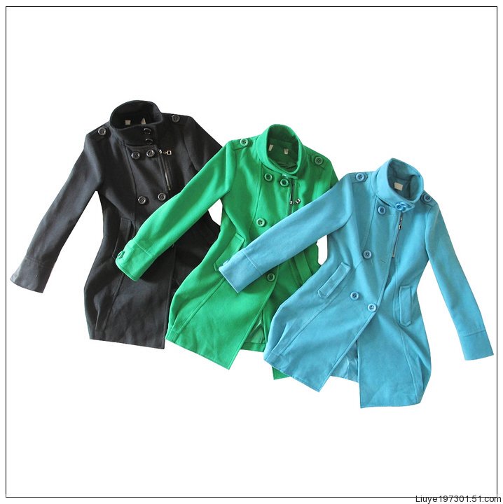 【Clearance】Cut Label Wool Blend Long Double-Breasted Stand Collar Coat Jacket
