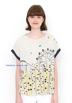 Japans original single womens spring and summer Ferris wheel print BOX short sleeve t-shirt