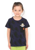 Japanese original single children dark blue full-body elf round neck short sleeve t-shirt