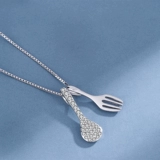 Ожерелье, подвеска, ложка, вилка, цепочка до ключиц, серебро 925 пробы, популярно в интернете