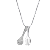 Ожерелье, подвеска, ложка, вилка, цепочка до ключиц, серебро 925 пробы, популярно в интернете