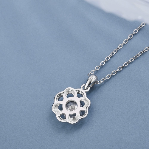 Цирконий, модная подвеска, короткая цепочка до ключиц, серебро 925 пробы, в корейском стиле, в цветочек, простой и элегантный дизайн