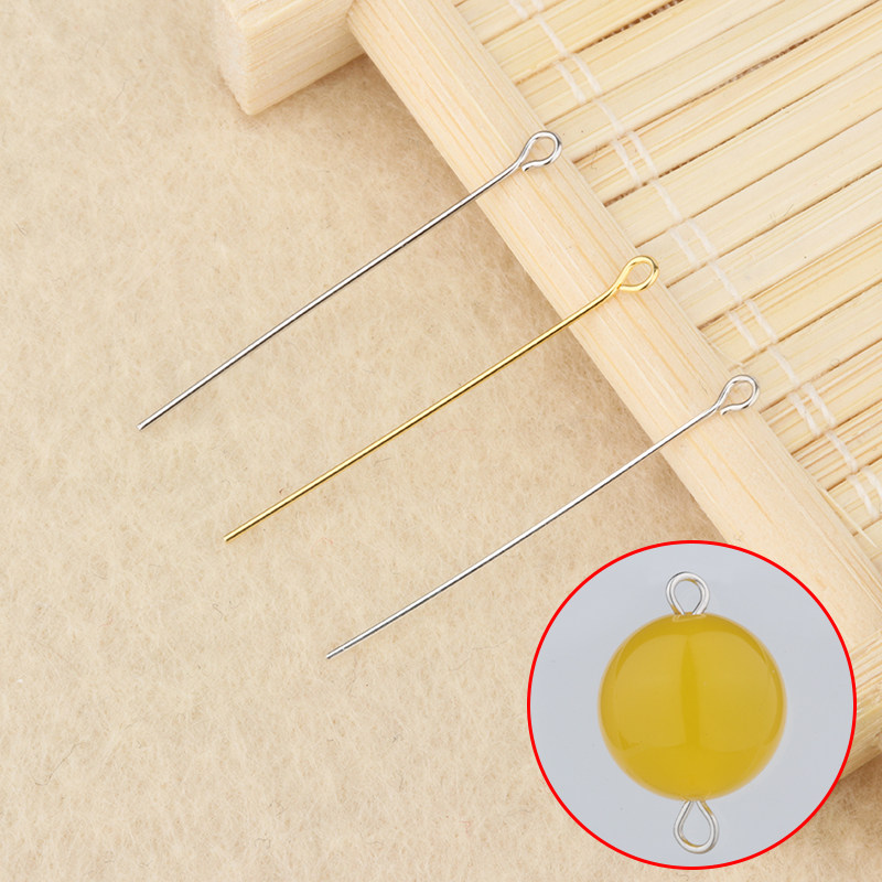 Family Xiang S925 pure silver DIY female handmade necklace pendant string jade beads handmade silver accessories circle needle 9-word needle