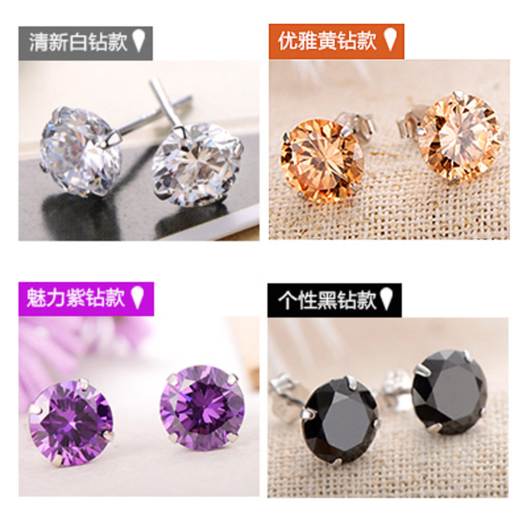 (daily special price) S925 pure silver ear needle day Korean fashion cute water drill ear ornaments 100 hitch lady