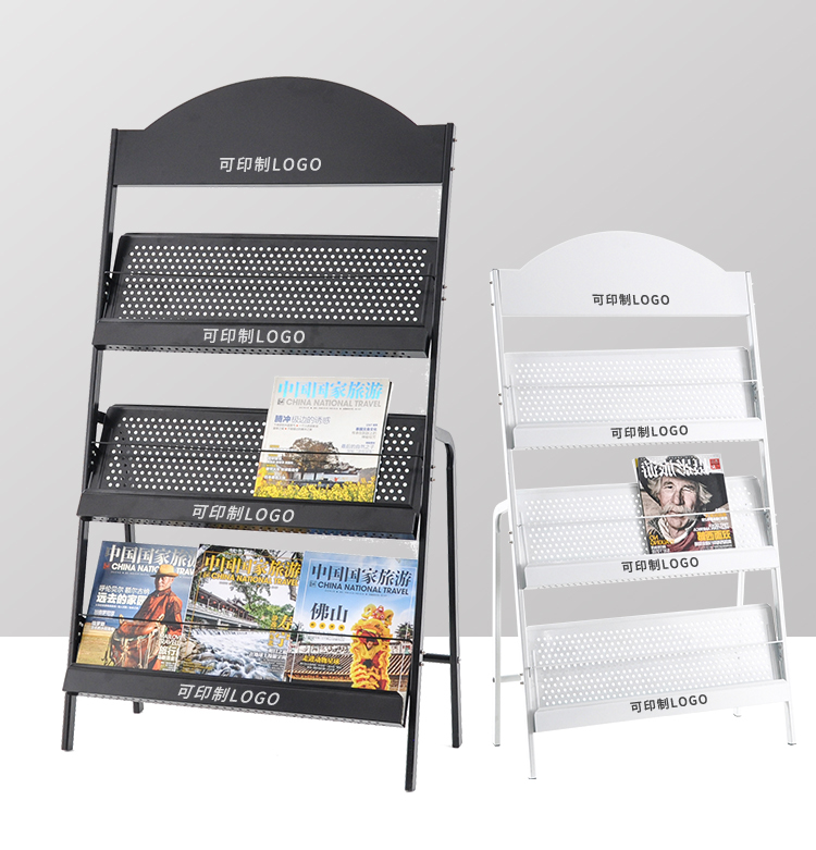 Magazine rack display rack Newspaper rack Newspaper rack Information publicity rack Newspaper exhibition rack Wrought iron floor book rack storage rack landing