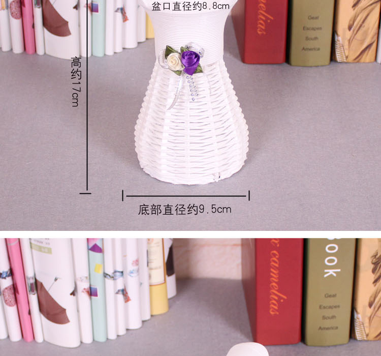 Chất liệu hoa lụa chậu hoa mô phỏng bình hoa [màu hoa trên bình là ngẫu nhiên] - Vase / Bồn hoa & Kệ chậu nhựa dài